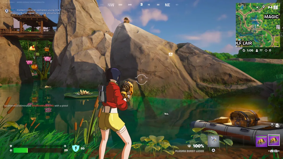 A stone structure in Fortnite.