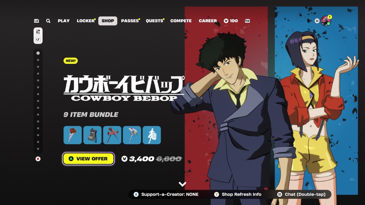 Cowboy Bebop skins in Fortnite.