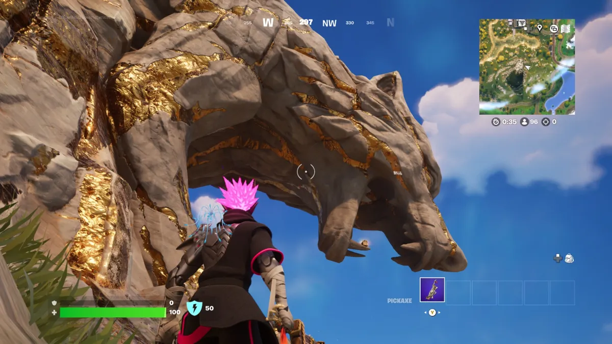 The wolf statue in Fortnite Chapter 6, Season 2.